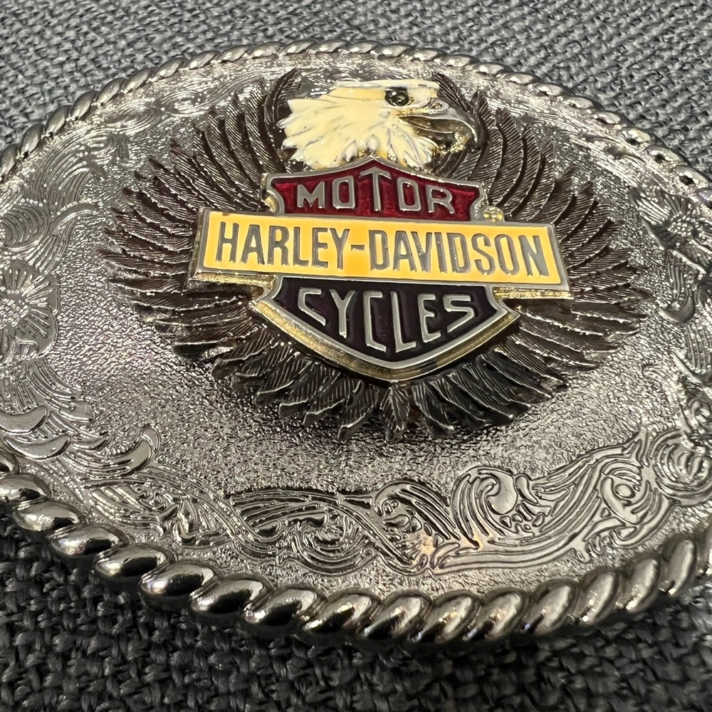 Vintage 1978 Harley Davidson Shield on Eagle NOS Belt Buckle by Rain Tree